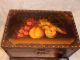 Vintage Large Chest Box Handmade Tole Painted Grapes Wine Theme Toleware photo 2