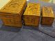 3 Vintage Carved Wood Nesting Boxes W/ All Locks & Keys Boxes photo 2