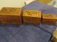 3 Vintage Carved Wood Nesting Boxes W/ All Locks & Keys Boxes photo 3