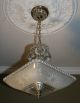 Antique Frosted Square Glass Custom Art Deco Light Fixture Ceiling Chandelier Chandeliers, Fixtures, Sconces photo 4
