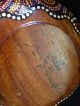 Aboriginal Wood Box Australia Artist Signed Hand Painted Trinket Round Pacific Islands & Oceania photo 3