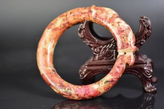 Collectible Chinese Old Jade Hand Carved Big Dragon Bracelet Bangle Jp91 photo
