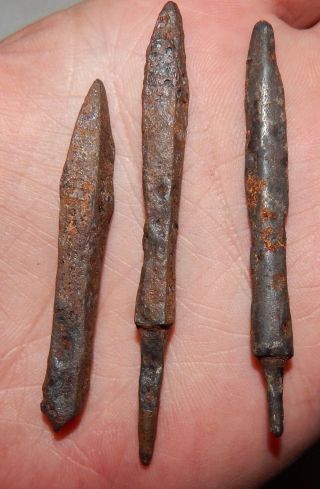 3 Dug Ancient Roman Iron Projectile Points 1st - 3rd Century photo