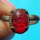 Ancient Medieval Bronze Ring Spanish Pirate Times Old Pretty Red Stone 17th Cent The Americas photo 3