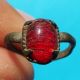 Ancient Medieval Bronze Ring Spanish Pirate Times Old Pretty Red Stone 17th Cent The Americas photo 5