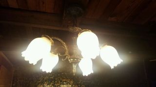 Antique Brass Chandelier Light From Spain photo