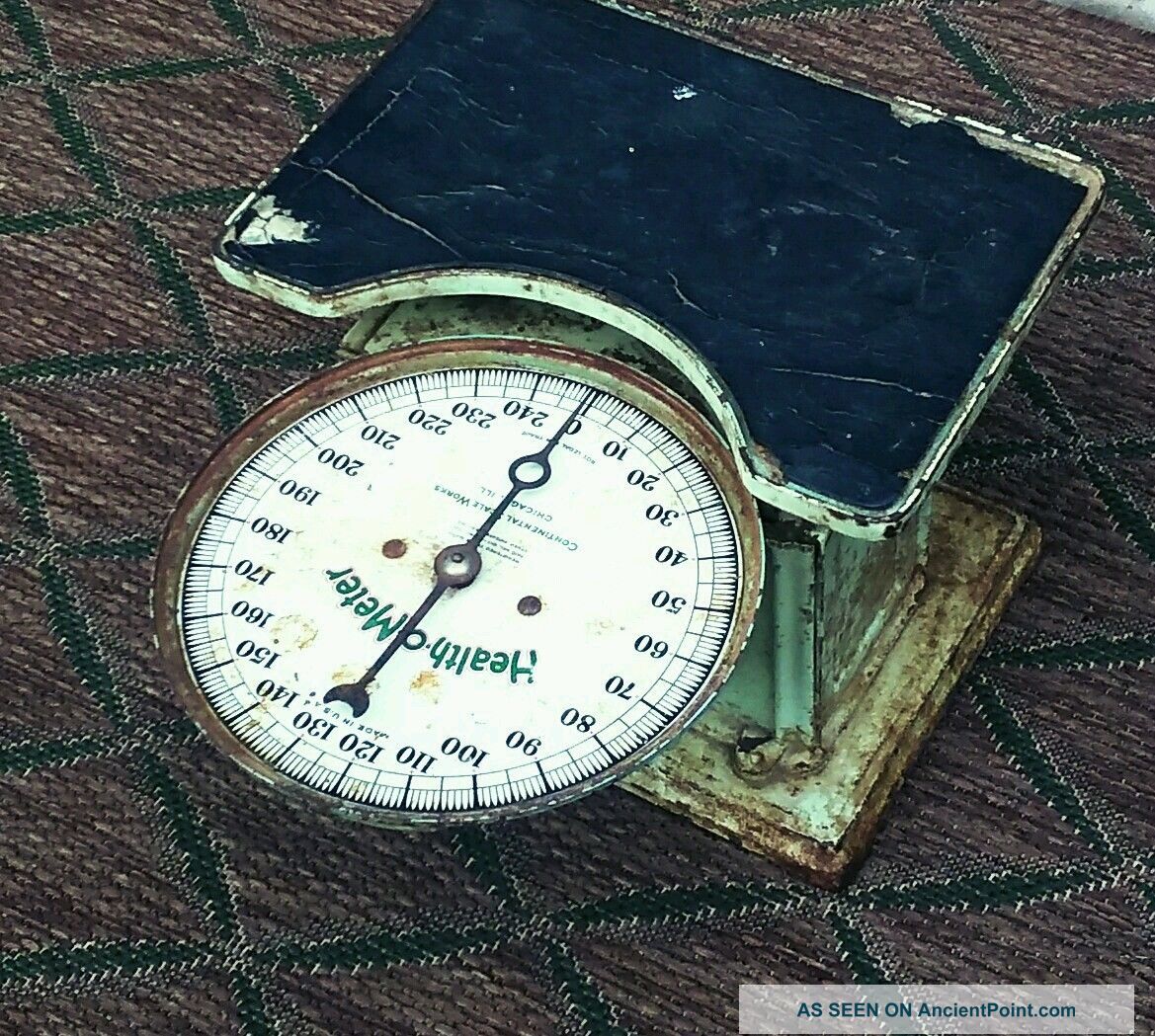 Antique Continental Scale Chicago 1917 - 1921 Health O Meter Turquoise Steampunk Scales photo