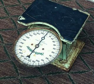 Antique Continental Scale Chicago 1917 - 1921 Health O Meter Turquoise Steampunk photo