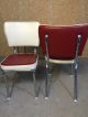 Vintage Retro Drop Leaf Formica Red Chrome Dinette Dining Table With 2 Chairs Post-1950 photo 10