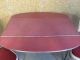 Vintage Retro Drop Leaf Formica Red Chrome Dinette Dining Table With 2 Chairs Post-1950 photo 3