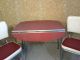Vintage Retro Drop Leaf Formica Red Chrome Dinette Dining Table With 2 Chairs Post-1950 photo 5