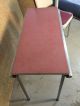 Vintage Retro Drop Leaf Formica Red Chrome Dinette Dining Table With 2 Chairs Post-1950 photo 6