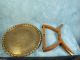 Rare Large Folding Anglo - Indian Wine Coffee Table Brass Tray Engrave African 1900-1950 photo 5