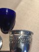 Fabulous 1912 Solid Silver Pepper Pot With Bristol Blue Glass Liner Salt & Pepper Shakers photo 4