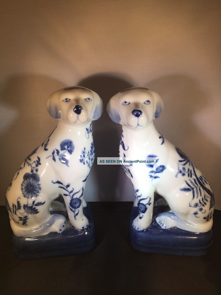Antique Porcelain Dog Bookends Wong Lee 1895 Dogs photo