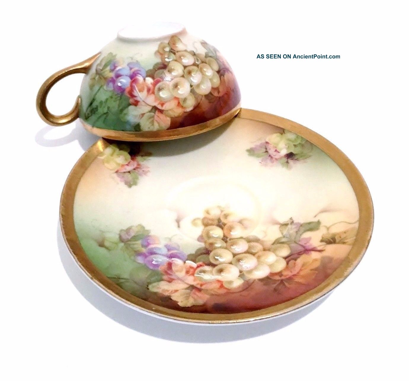 Antique Cup & Saucer Hand Painted Signed Turn Vienna Austria Ernst Wahliss Mark Cups & Saucers photo