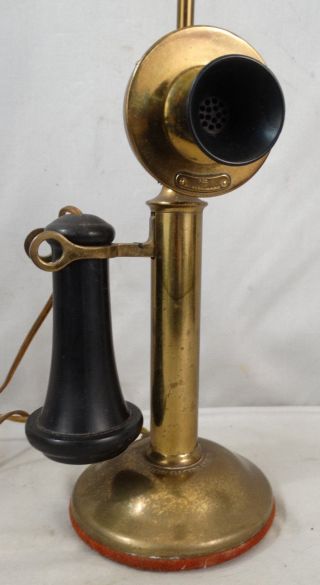Antique Edwardian Era American Bell Old 323 Candlestick Telephone Folk Art Lamp photo