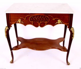 Fabulous Victorian Empire Flame Mahogany Marble Top Center Table photo