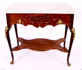 Fabulous Victorian Empire Flame Mahogany Marble Top Center Table photo