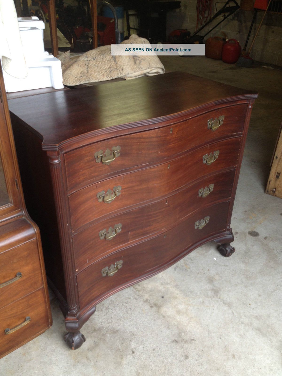 Vintage Chippendale Hand Dovetailed Dresser Bureau Chest Of Drawers Ball & Claw 1900-1950 photo