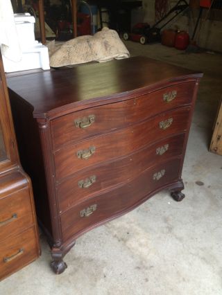 Vintage Chippendale Hand Dovetailed Dresser Bureau Chest Of Drawers Ball & Claw photo
