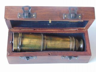 Brass Antique Nautical Vintage Telescope - Handheld Telescope With Wooden Box photo