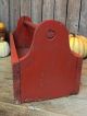 Primitive Vtg Old Wood Carpenter Tool Box Barn Red Farm Carrier Tote Primitives photo 2