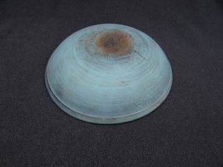 Early Antique Wooden Treen Light Blue Painted Dough Bowl photo