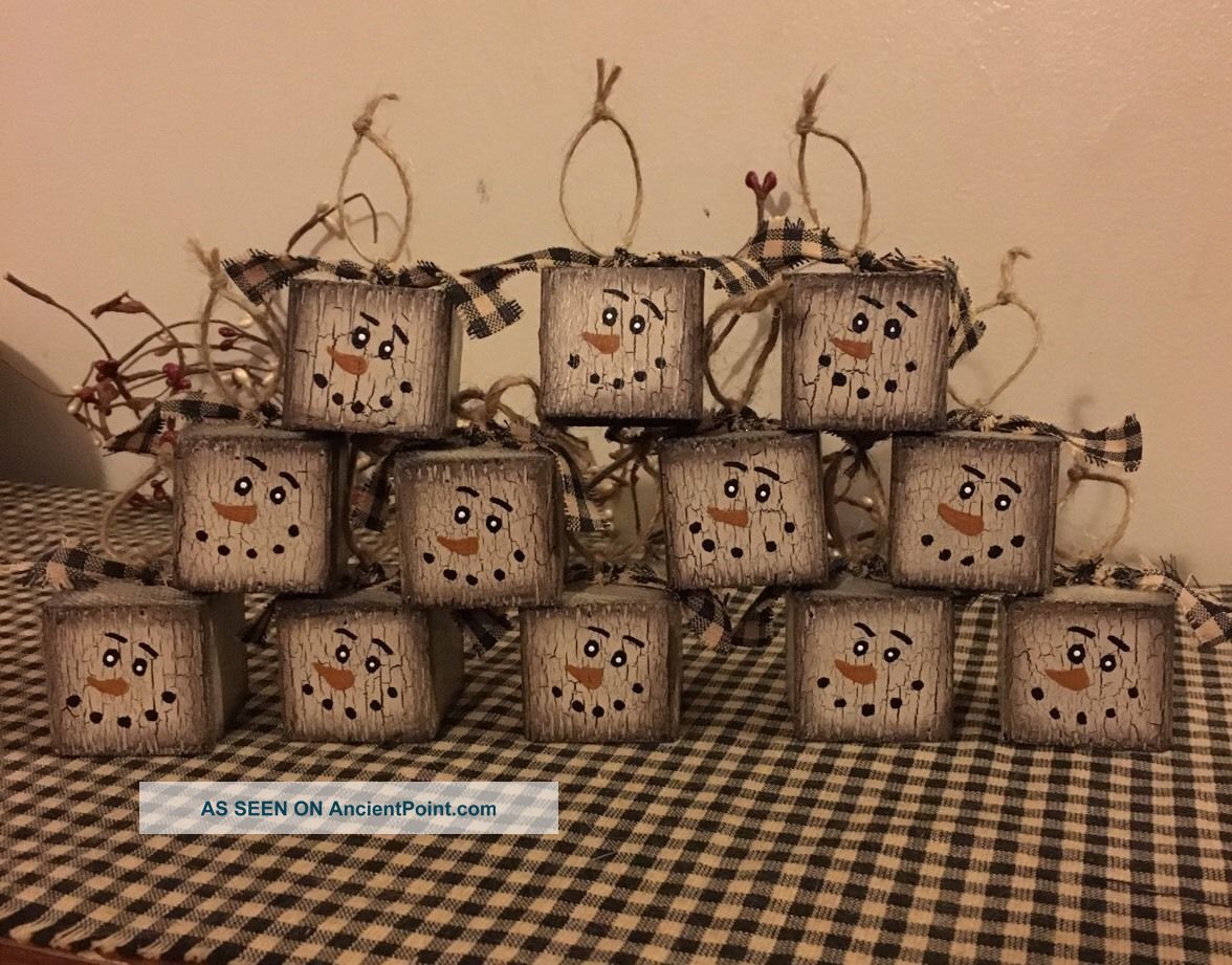 Primitive Crackle Ornaments Bowl Fillers Wood Country Farmhouse Decor Primitives photo