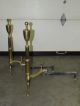 Antique Large Brass French Victorian Style Fireplace Hearth Andirons Fireplaces & Mantels photo 9