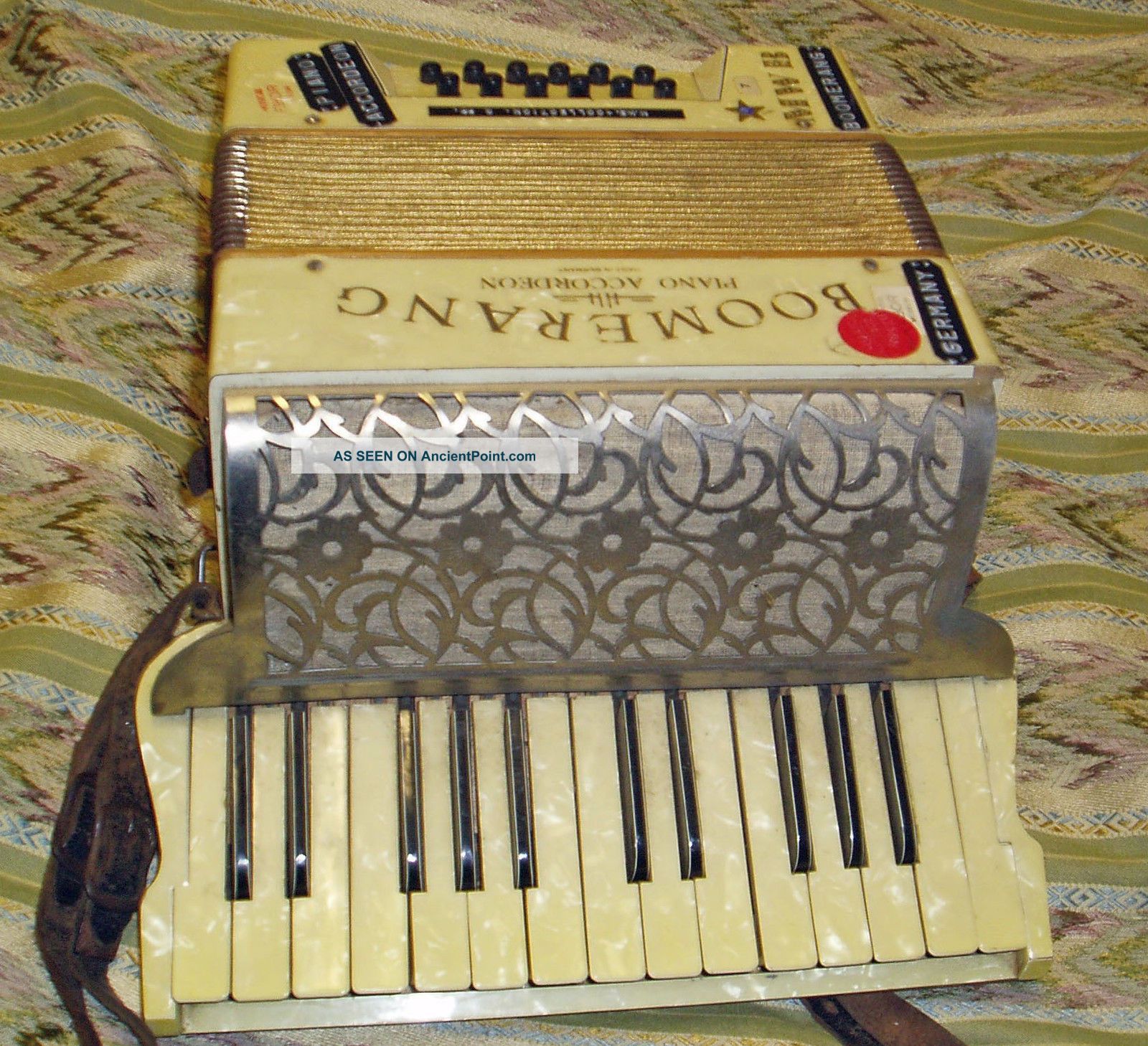 C1920 Antique Musical Instrument Boomerang Piano Accordion Germany Wurlitzir Keyboard photo