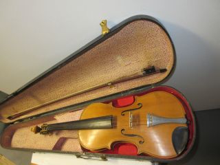 Antique Dresden Violin With Wood Case Serviced With Bow Case Dated 1888 photo