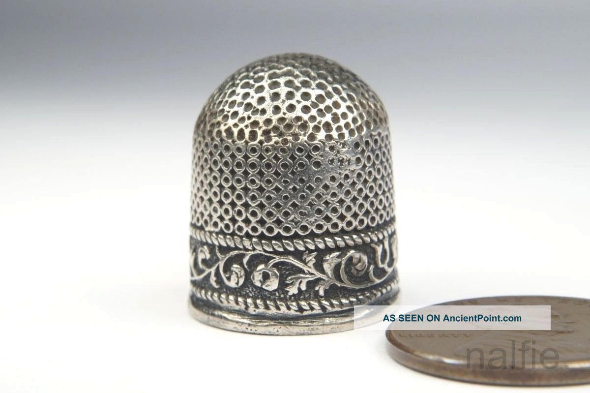 Unusual Early Antique Sterling Silver Sewing Thimble C1600 ' S $1 Thimbles photo