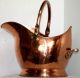 Large Primitave Solid Copper Antique Coal Scuttle / Hog / Kindling Carrier. Primitives photo 9