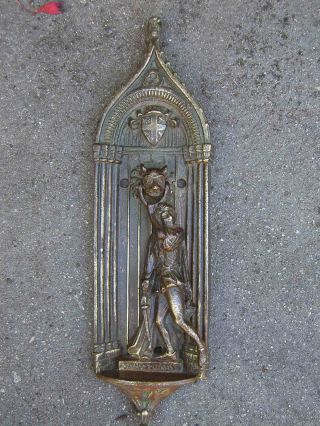 Antique Brass ' Sanctuary ' Internal Door Knocker - Durham photo