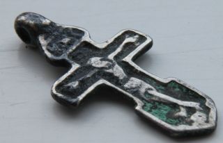 Medieval Period Silver Religion Symbol Cross Pendant 1400 - 1500 Ad photo