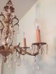 Vintage Ornate Brass Glass Crystal Chandelier 5 Arm Light 100,  Crystal Prisms Chandeliers, Fixtures, Sconces photo 3