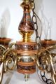 Vintage Porcelain & Brass 6 Arm Candelabra Chandelier W/ Hunting Scenes & Shades Chandeliers, Fixtures, Sconces photo 5