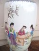 Antique Large Chinese Famille Rose Calligraphy Vase Court Scene? Vases photo 2