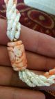 Vintage Chinese Natural Pink Angel Skin Coral Carved Tube Necklace 109.  9 Grams Necklaces & Pendants photo 1