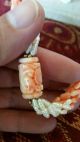 Vintage Chinese Natural Pink Angel Skin Coral Carved Tube Necklace 109.  9 Grams Necklaces & Pendants photo 2