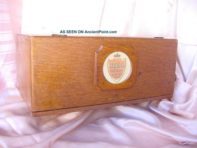 Antique Oak Desk File Paper Shelf Cabinet Vintage Royal Insurance Co.  Advertisin Unknown photo