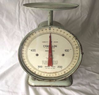 1941 Us Patent Vintage Seafoam Green Chatillon Dietary Scale 500 Grams photo