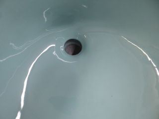 Vtg Round Drop In Cast Iron Aqua Blue Green Porcelain Sink Old Kohler 1153 - 16 photo