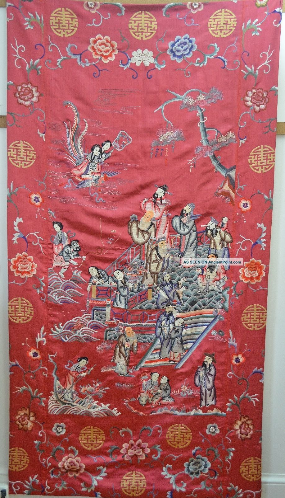 Stunning Antique Chinese Taoist Silk Hanging Circa 1880 – 1890 Rr802 Robes & Textiles photo
