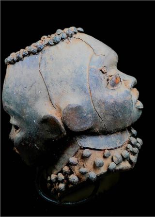 Old Rare Tribal Ekoi / Ejagham Janus - Head Skin - Covered Mask - Nigeria Bn 14 photo