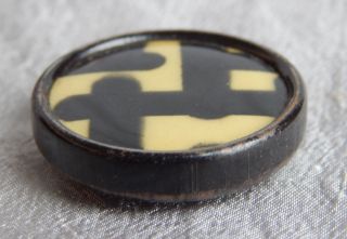 Vintage Button Black & White Celluloid & Metal 653 - B photo