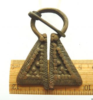 Authentic Ancient Medieval Artifact - Bronze Fibula (k001) photo