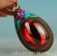 Noble Chinese Old Silver Red Jade Cloisonne Pendant Netsuke Ornament Necklaces & Pendants photo 4
