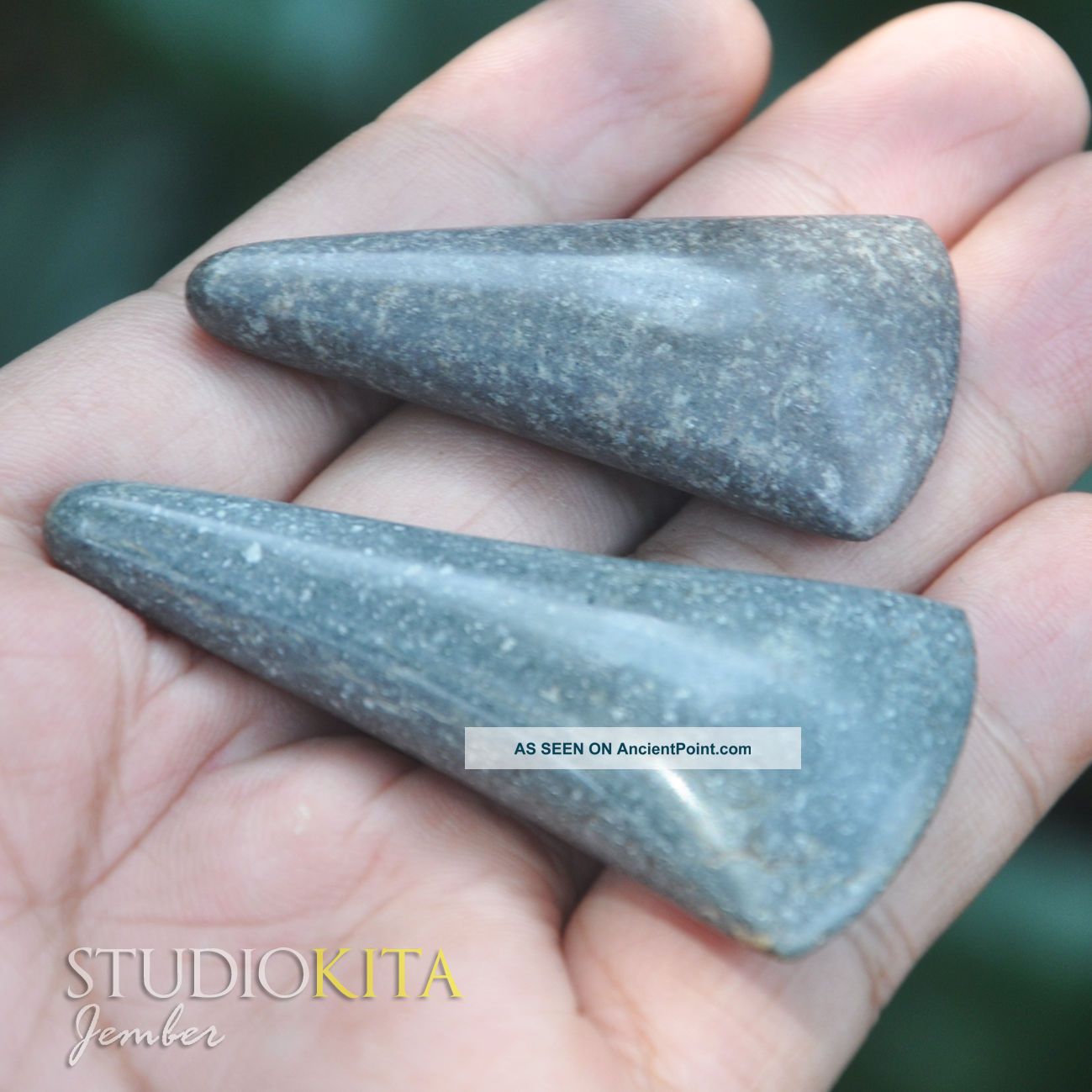 Pair Lightning Stone Blessed Charm Java Batu Petir Indonesia Java Amulet Bp07 Pacific Islands & Oceania photo